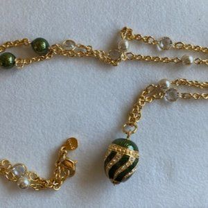 SOLD Metropolitan Museum Of Art (MMA) Green Enameled Faberge Egg 36"  Necklace